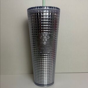 Starbucks Metallic Textured Tumbler with Green Straw